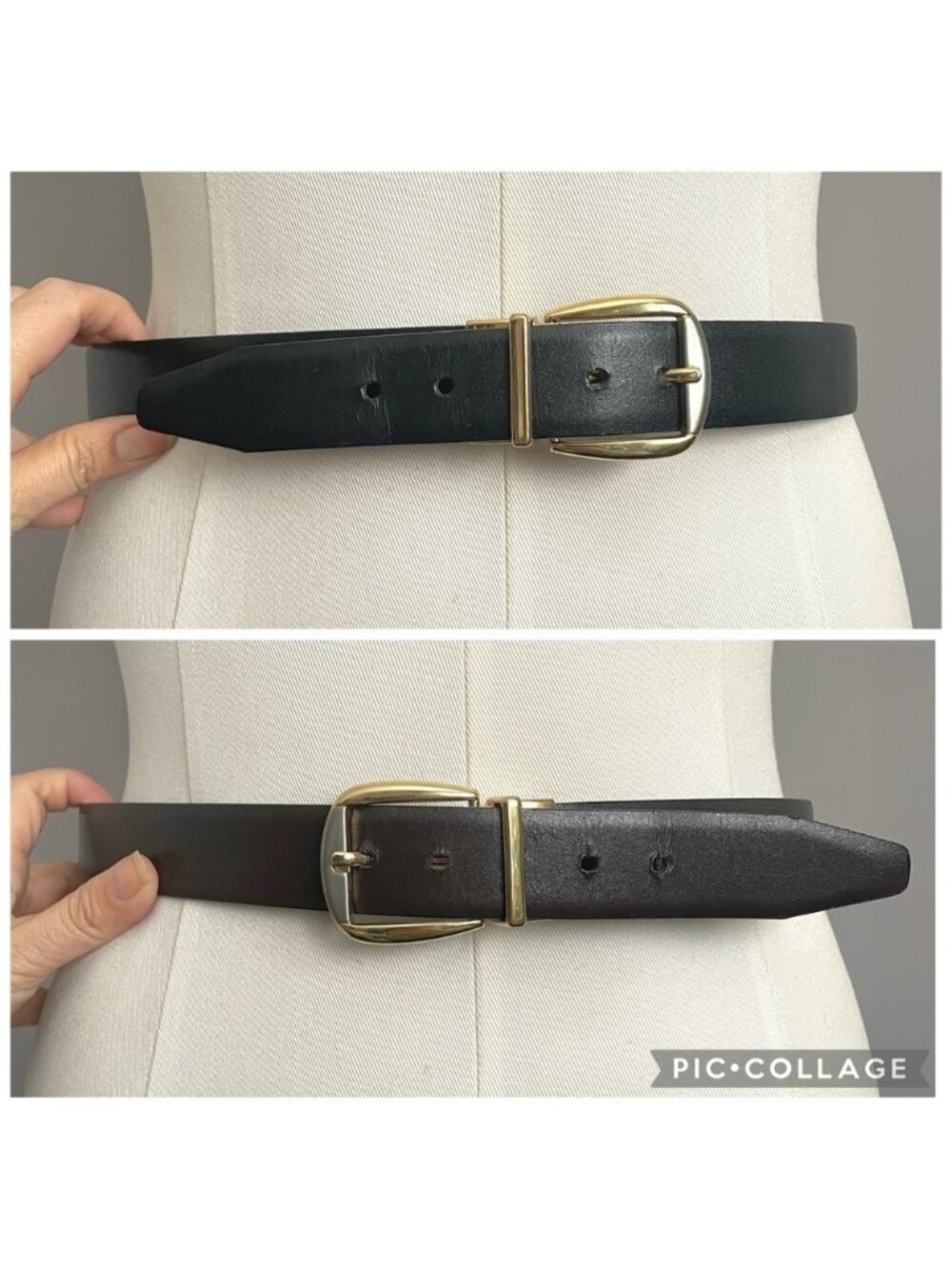 Vintage Black / Brown Reversible Dress Belt - 34” / 85cm